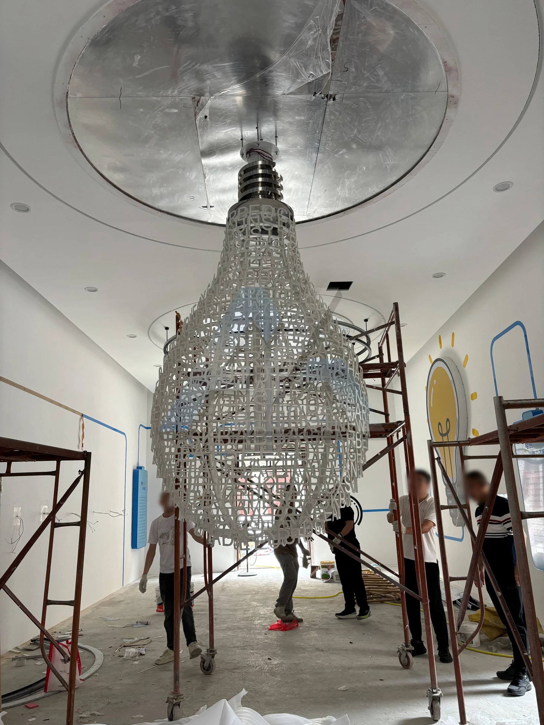 Custom aluminum light-bulb sculpture