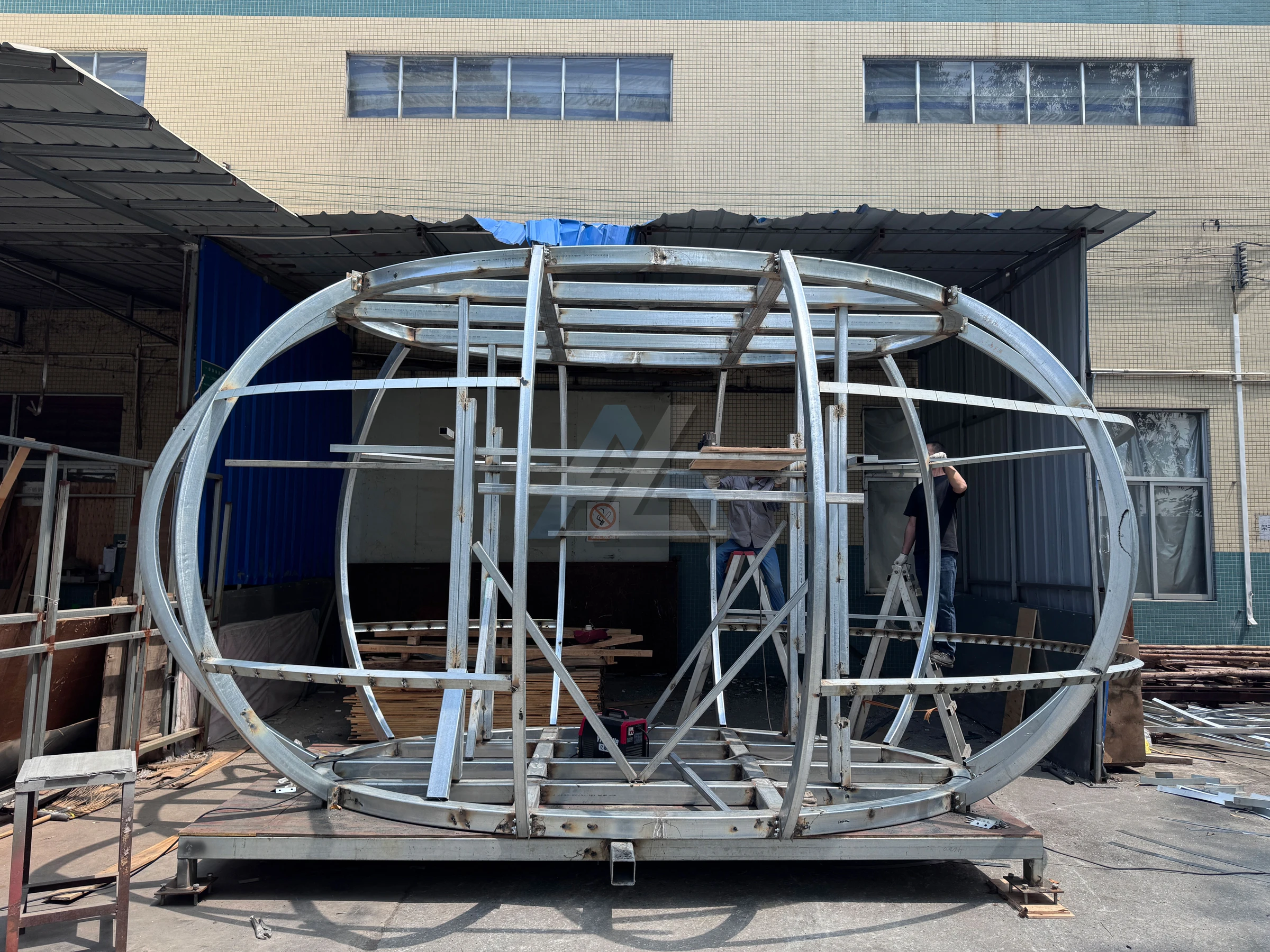 Custom metal space pod — customer photograph 4