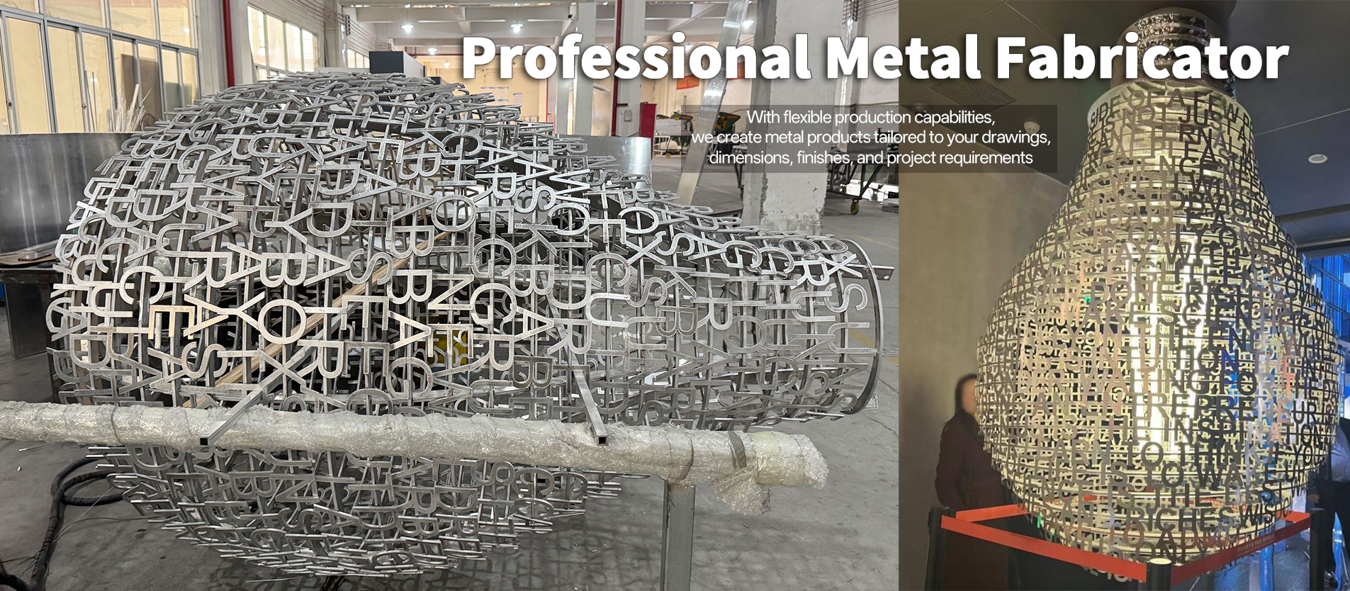Custom aluminum light-bulb sculpture